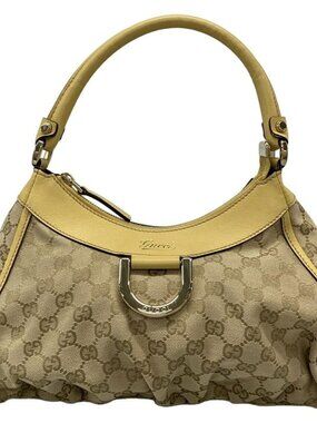 Gucci Handbag GG Pattern Abbey Beige Light Leather
